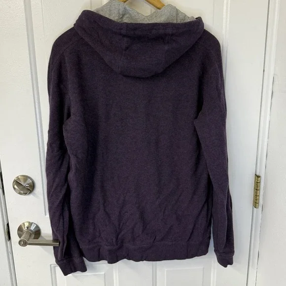 Vince Waffle Knit Thermal Lined Zip Hoodie Dark Purple Long Sleeve Mens Sz Large - Picture 2 of 10